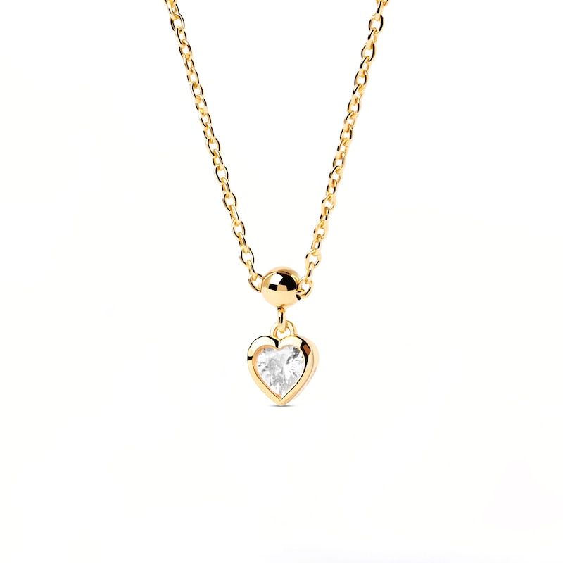 Main Image 2 of PDPAOLA™ at Zales 4.0mm Cubic Zirconia Solitaire Heart Bead Charm in Sterling Silver with 18K Gold Plate