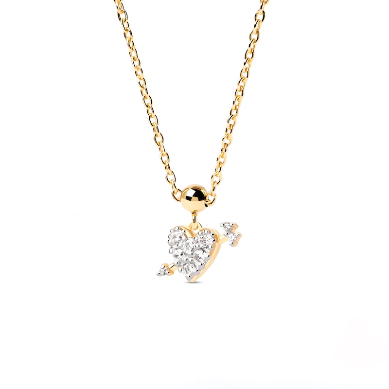 PDPAOLA™ at Zales Cubic Zirconia Heart with Arrow Bead Charm in Sterling Silver with 18K Gold Plate