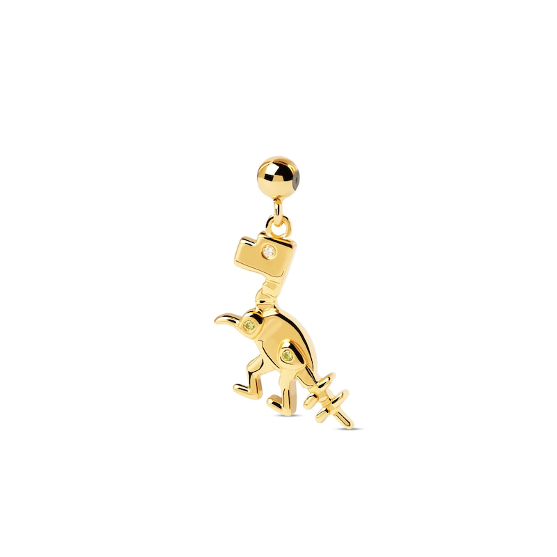 Main Image 1 of PDPAOLA™ at Zales Cubic Zirconia Skeleton Dinosaur Bead Charm in Sterling Silver with 18K Gold Plate