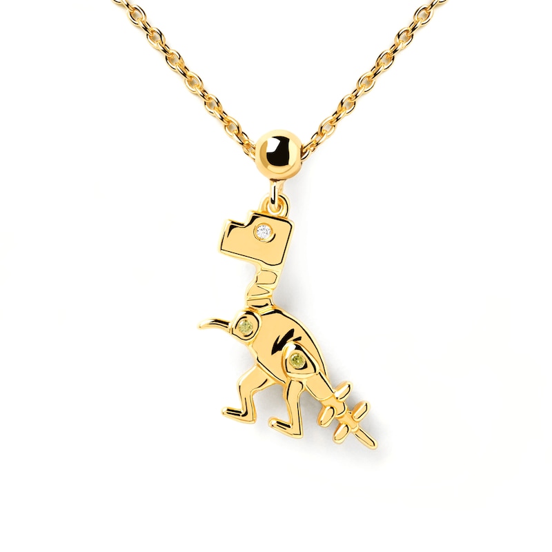 Main Image 2 of PDPAOLA™ at Zales Cubic Zirconia Skeleton Dinosaur Bead Charm in Sterling Silver with 18K Gold Plate