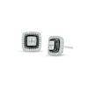 Thumbnail Image 1 of 5/8 CT. T.W. Quad Princess-Cut Diamond and Onyx Square Stud Earrings in 14K White Gold