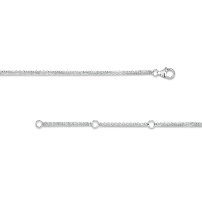 Main Image 2 of Blue Sapphire and 7/8 CT. T.W. Diamond Octagon Station Double Strand Necklace in 14K White Gold
