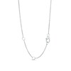 Thumbnail Image 2 of Baguette-Cut Blue Sapphire and 5/8 CT. T.W. Diamond Oval Outline Station Necklace in 14K White Gold