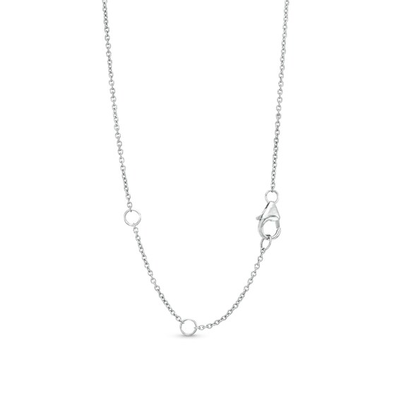 1/2 CT. T.w. Hexagon Multi-Diamond and Baguette-Cut Blue Sapphire Station Necklace in 14K White Gold