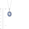 Thumbnail Image 2 of 1/5 CT. T.W. Oval Multi-Diamond and Baguette-Cut Blue Sapphire Bead Frame Mirror Pendant in 14K White Gold