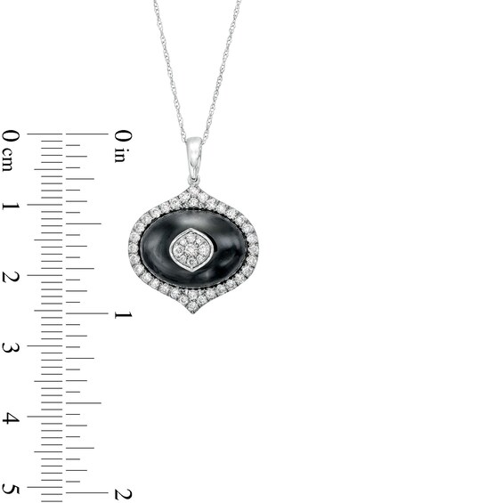 Oval Onyx and 1/2 CT. T.w. Diamond Lantern Pendant in 14K White Gold
