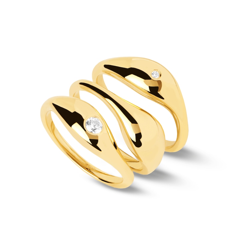 PDPAOLA™ at Zales Cubic Zirconia Stack Ring Set in Sterling Silver with 18K Gold Plate