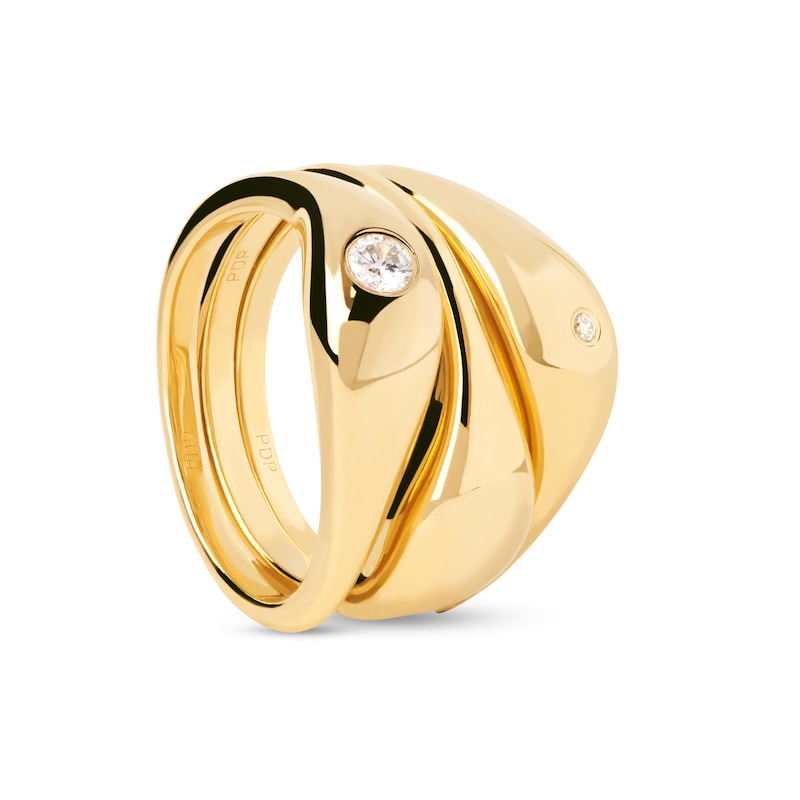 PDPAOLA™ at Zales Cubic Zirconia Stack Ring Set in Sterling Silver with 18K Gold Plate