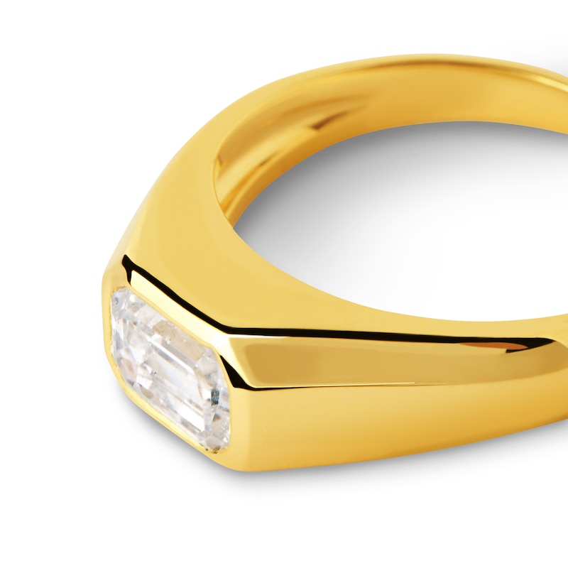 Main Image 5 of PDPAOLA™ at Zales Emerald-Cut Cubic Zirconia Signet Ring in Sterling Silver with 18K Gold Plate