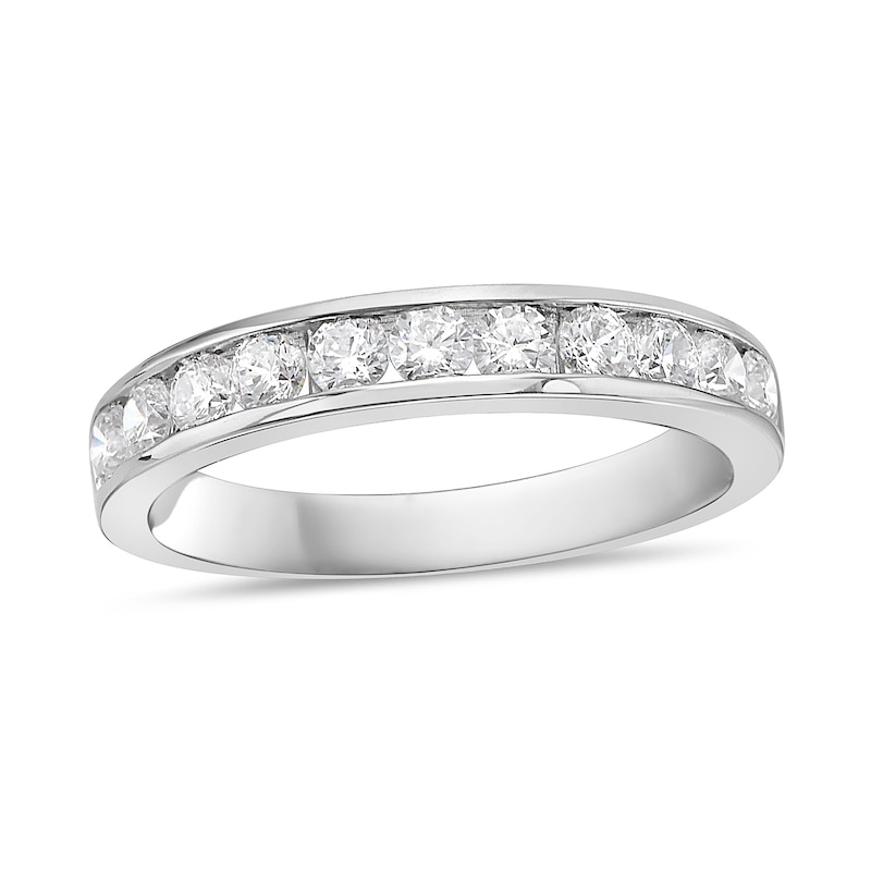 Main Image 1 of 3/4 CT. T.W. Diamond Channel Eleven Stone Band in 10K White Gold (I/I2)
