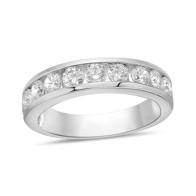 Main Image 1 of 1-1/2 CT. T.W. Diamond Channel Nine Stone Band in 10K White Gold (I/I2)