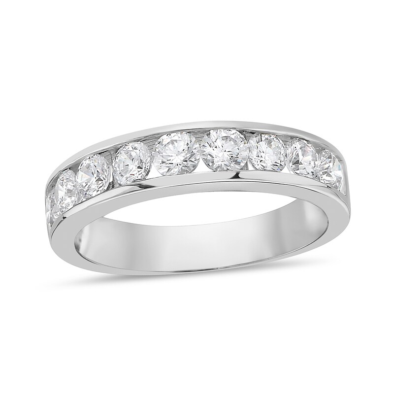 Main Image 1 of 1-1/4 CT. T.W. Diamond Channel Nine Stone Band in 10K White Gold (I/I2)