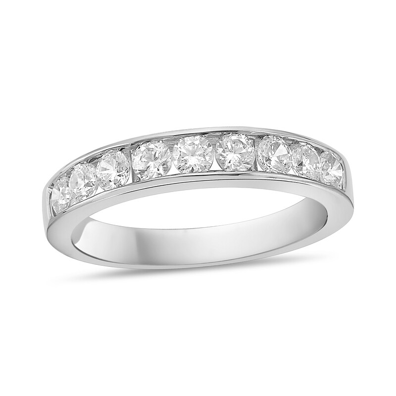 Main Image 1 of 3/4 CT. T.W. Diamond Channel Nine Stone Band in 10K White Gold (I/I2)