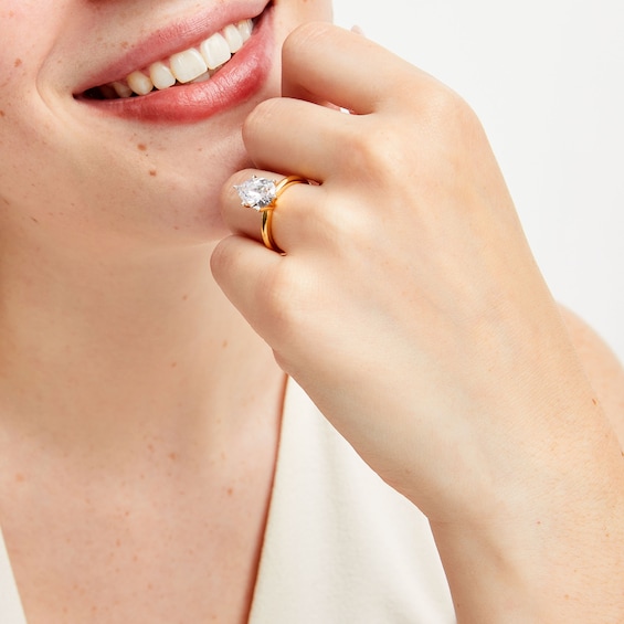 3 CT. Certified Pear-Shaped Lab-Grown Diamond Solitaire Engagement Ring in 14K Gold (I/Si2)