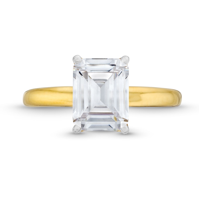 Main Image 4 of 3 CT. Certified Emerald-Cut Lab-Grown Diamond Solitaire Engagement Ring in 14K Gold (I/SI2)