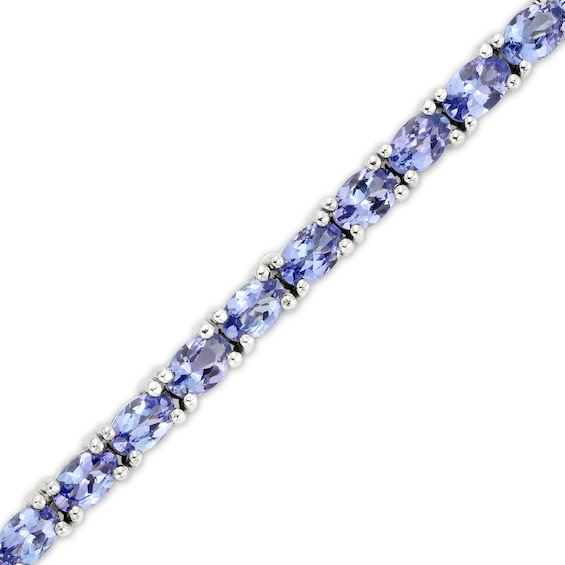 Sideways Oval Tanzanite Line Bracelet in Sterling Silver