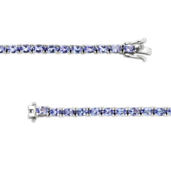 Sideways Oval Tanzanite Line Bracelet in Sterling Silver