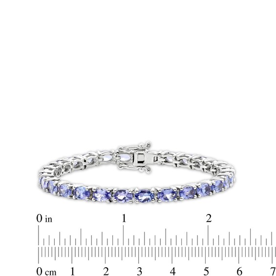 Sideways Oval Tanzanite Line Bracelet in Sterling Silver