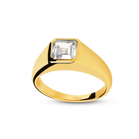 PDPAOLAâ¢ at Zales 6.0mm Radiant-Cut Cubic Zirconia Signet Ring in Sterling Silver with 18K Gold Plate