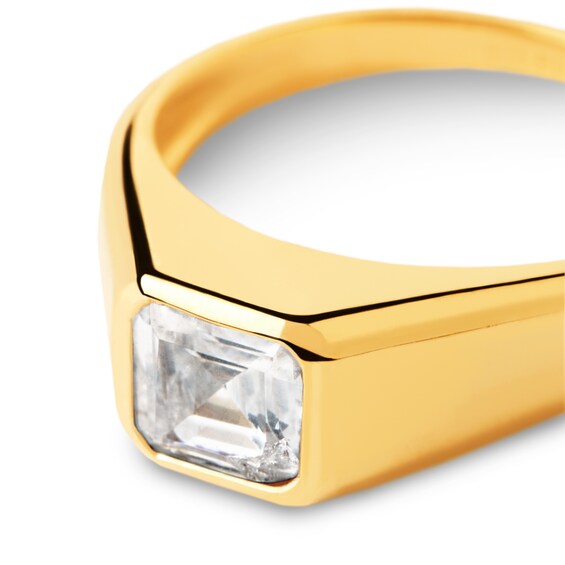 PDPAOLAâ¢ at Zales 6.0mm Radiant-Cut Cubic Zirconia Signet Ring in Sterling Silver with 18K Gold Plate