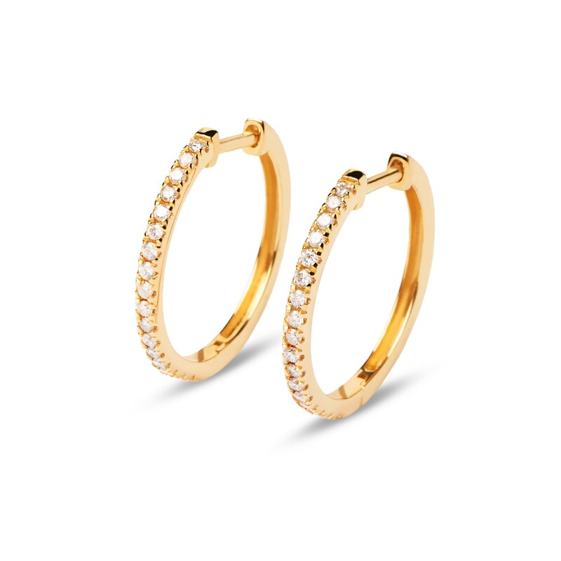 Main Image 1 of PDPAOLA™ at Zales 1/4 CT. T.W. Lab-Grown Diamond 18.0mm Hoop Earrings in 18K Gold