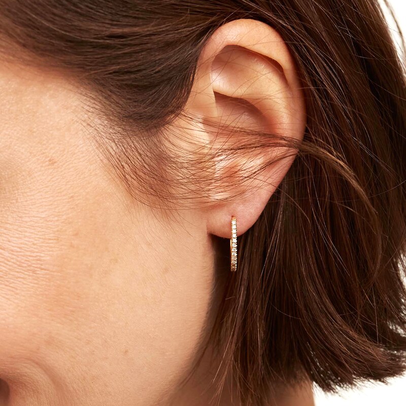 Main Image 2 of PDPAOLA™ at Zales 1/4 CT. T.W. Lab-Grown Diamond 18.0mm Hoop Earrings in 18K Gold