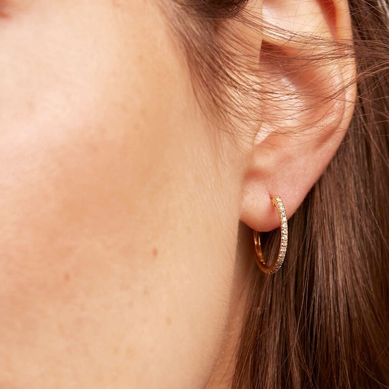 Main Image 3 of PDPAOLA™ at Zales 1/4 CT. T.W. Lab-Grown Diamond 18.0mm Hoop Earrings in 18K Gold