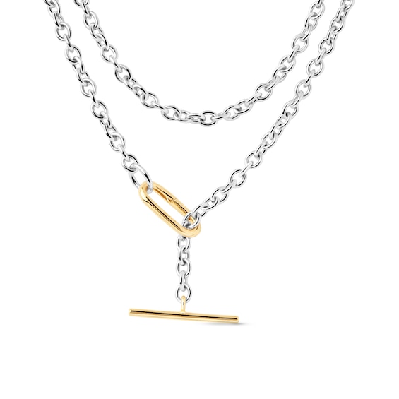 PDPAOLAâ¢ at Zales Paperclip Toggle Cable Chain Necklace in Brass and 18K Gold Plate - 34.25"