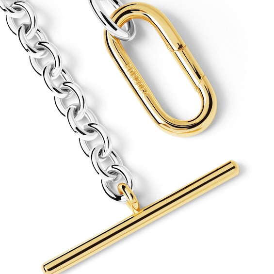 PDPAOLAâ¢ at Zales Paperclip Toggle Cable Chain Necklace in Brass and 18K Gold Plate - 34.25"