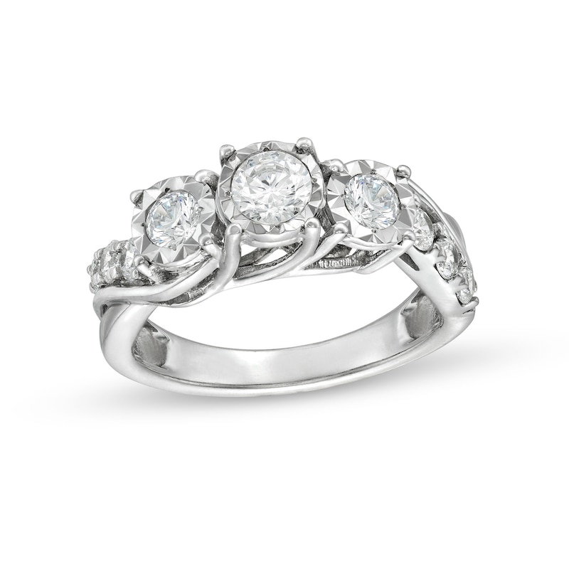 Main Image 1 of 1 CT. T.W. Diamond Past Present Future® Engagement Ring in 10K White Gold (I/I3)