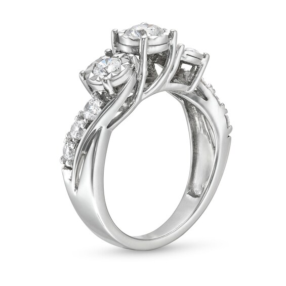 1 CT. T.w. Diamond Past Present FutureÂ® Engagement Ring in 10K White Gold (I/I3)