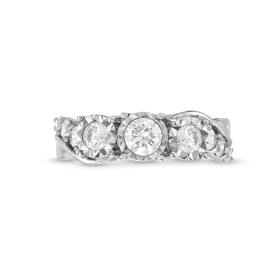 1 CT. T.w. Diamond Past Present FutureÂ® Engagement Ring in 10K White Gold (I/I3)