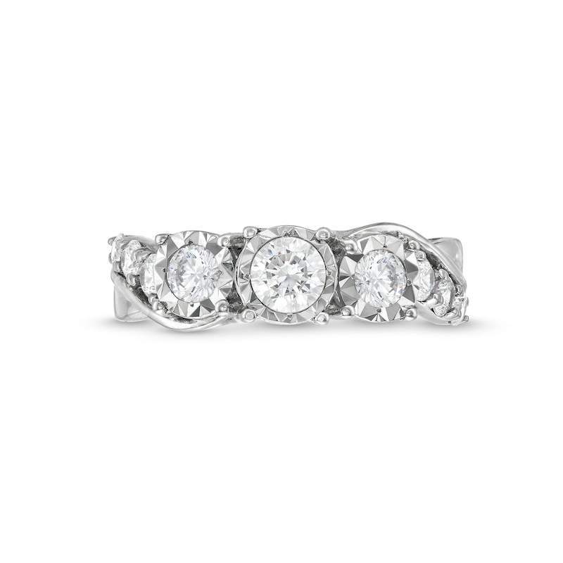 Main Image 4 of 1 CT. T.W. Diamond Past Present Future® Engagement Ring in 10K White Gold (I/I3)