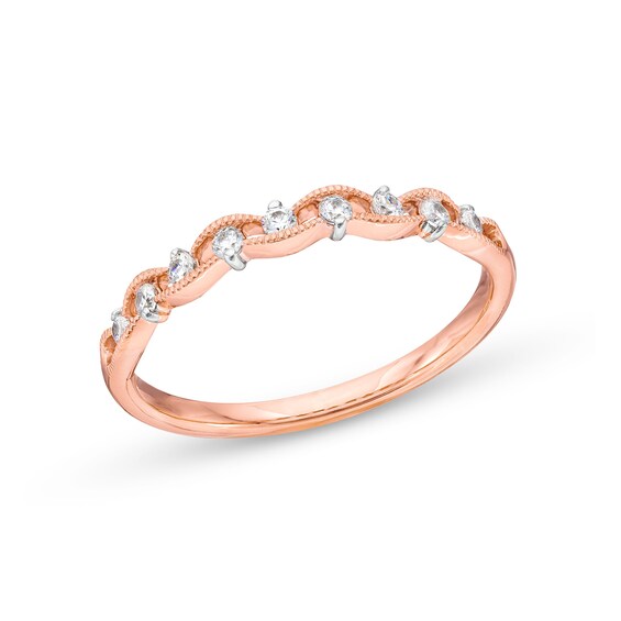 1/6 CT. T.w. Diamond Open Shank Vintage-Style Band in 10K Rose Gold