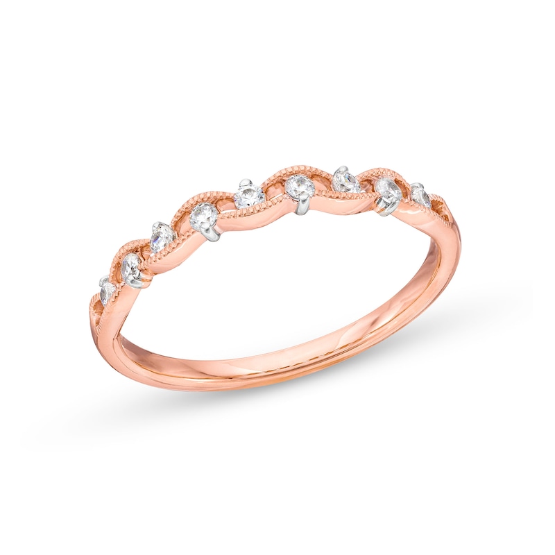 Main Image 1 of 1/6 CT. T.W. Diamond Open Shank Vintage-Style Band in 10K Rose Gold