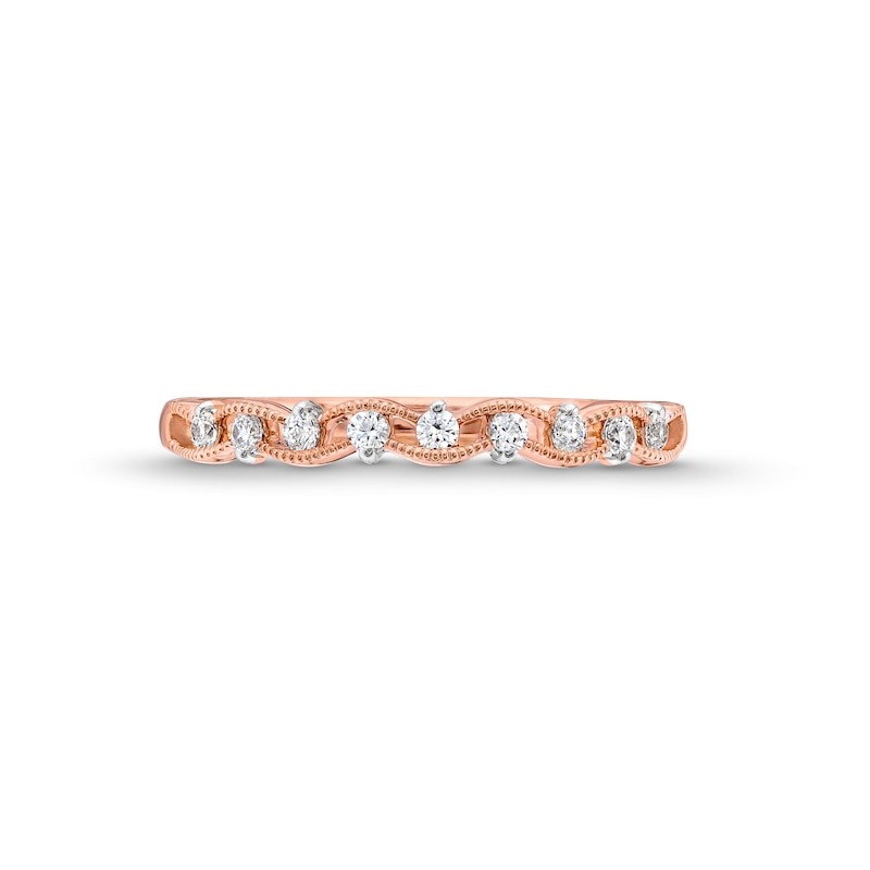 Main Image 4 of 1/6 CT. T.W. Diamond Open Shank Vintage-Style Band in 10K Rose Gold