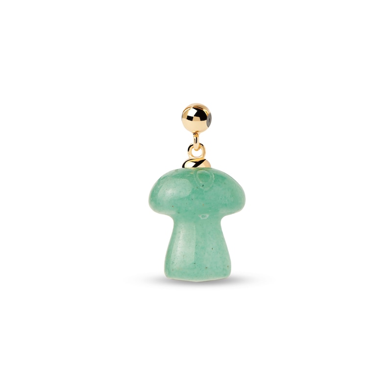 Main Image 1 of PDPAOLA™ at Zales Mushroom-Shaped Aventurine Bead Charm in Sterling Silver with 18K Gold Plate