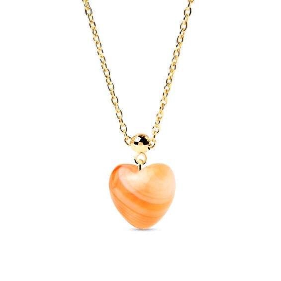 PDPAOLAâ¢ at Zales Heart-Shaped Orange Agate Bead Charm in Sterling Silver with 18K Gold Plate