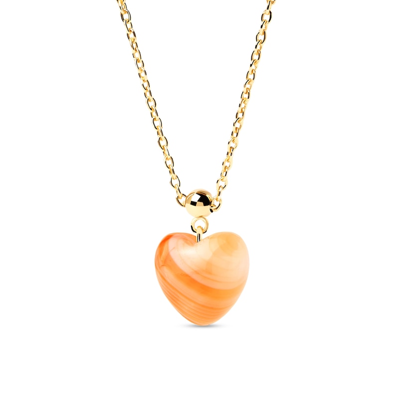 Main Image 2 of PDPAOLA™ at Zales Heart-Shaped Orange Agate Bead Charm in Sterling Silver with 18K Gold Plate
