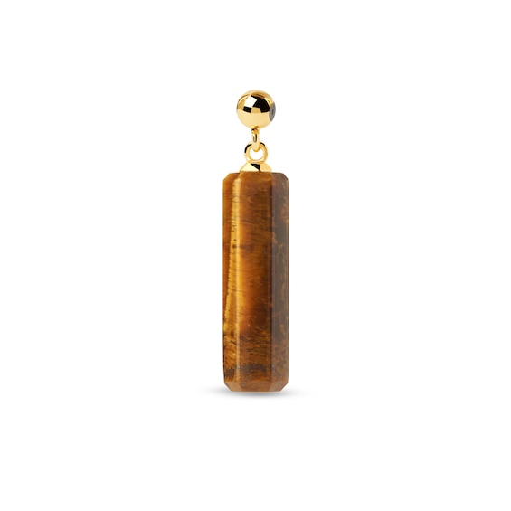 PDPAOLA⢠at Zales Cylinder-Shaped Tiger's Eye Bead Charm in Sterling Silver with 18K Gold Plate