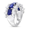 Thumbnail Image 2 of Sideways Emerald-Cut Blue Lab-Created Sapphire and White Lab-Created Sapphire Edge Ring in Sterling Silver