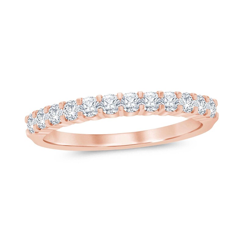 1/2 CT. T.W. Diamond Comfort-Fit Wedding Band in 14K Rose Gold (I/I2 ...