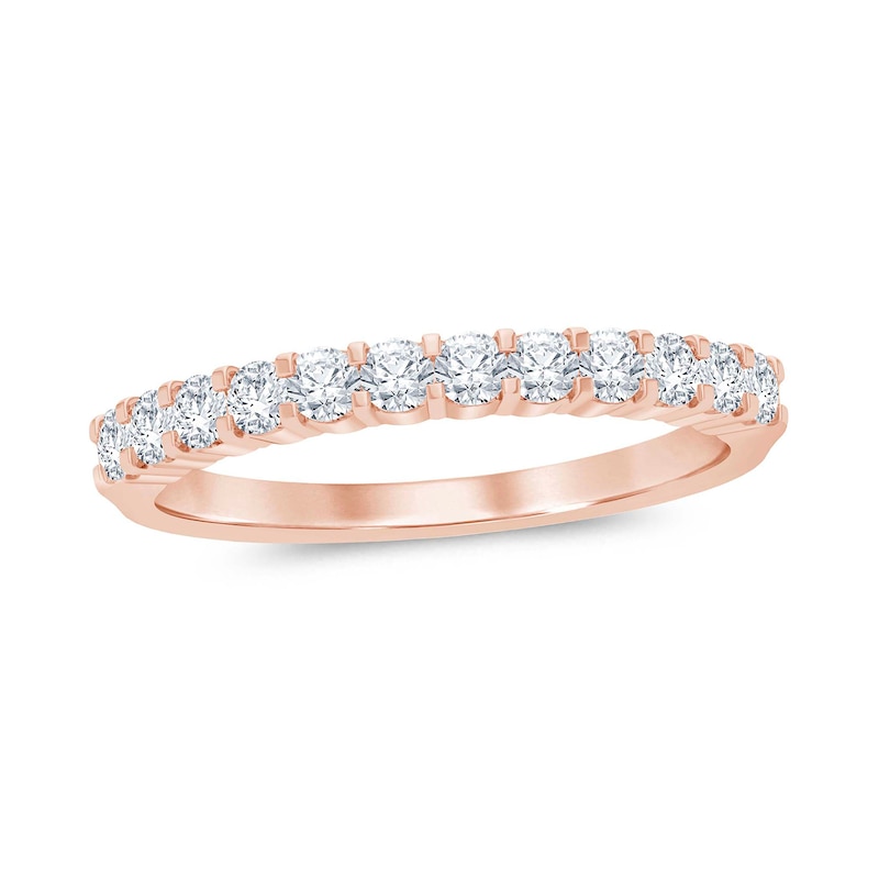 1/2 CT. T.W. Diamond Comfort-Fit Wedding Band in 14K Rose Gold (I/I2 ...