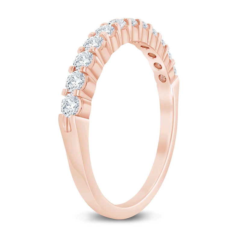 1/2 CT. T.W. Diamond Comfort-Fit Wedding Band in 14K Rose Gold (I/I2)