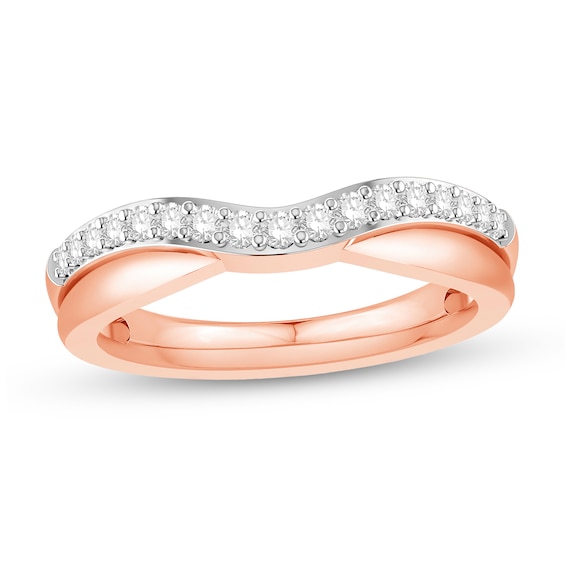 1/4 CT. T.w. Diamond Comfort-Fit Double Row Contour Wedding Band in 14K Rose Gold (I/I2)