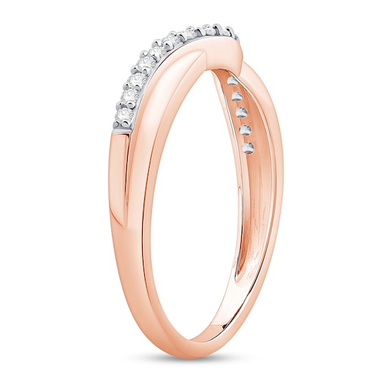 1/4 CT. T.w. Diamond Comfort-Fit Double Row Contour Wedding Band in 14K Rose Gold (I/I2)