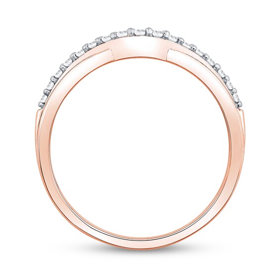 1/4 CT. T.w. Diamond Comfort-Fit Double Row Contour Wedding Band in 14K Rose Gold (I/I2)