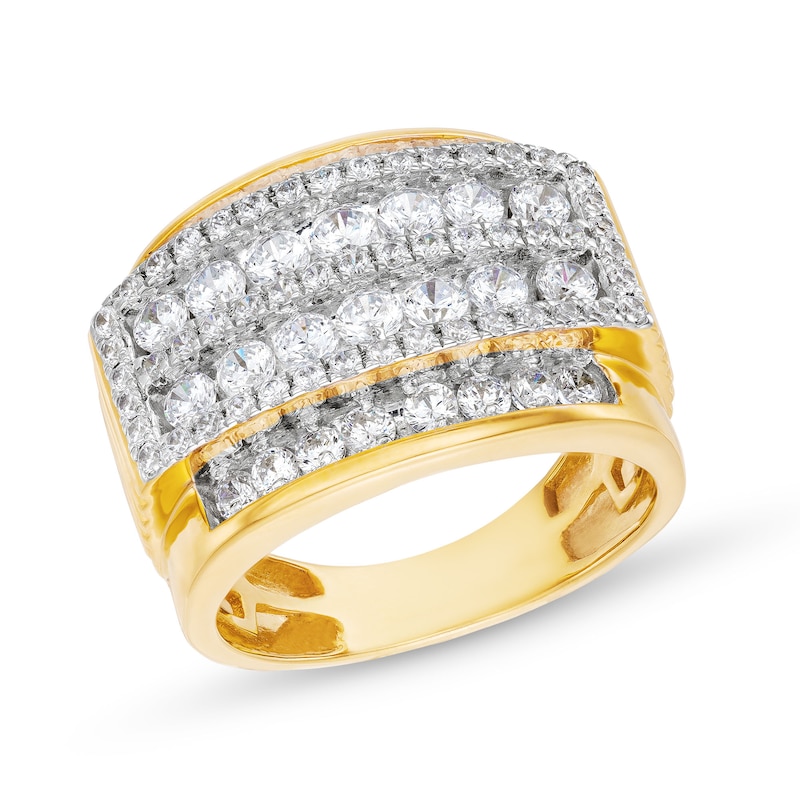 Main Image 1 of Men's 2-1/2 CT. T.W. Diamond Raised Rectangular Multi-Row Ring in 10K Gold