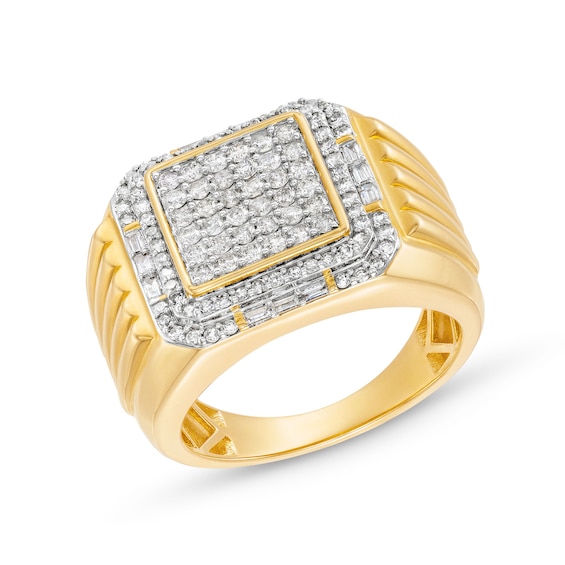 1 CT. T.w. Square Multi-Diamond Cushion Frame Ring in 10K Gold