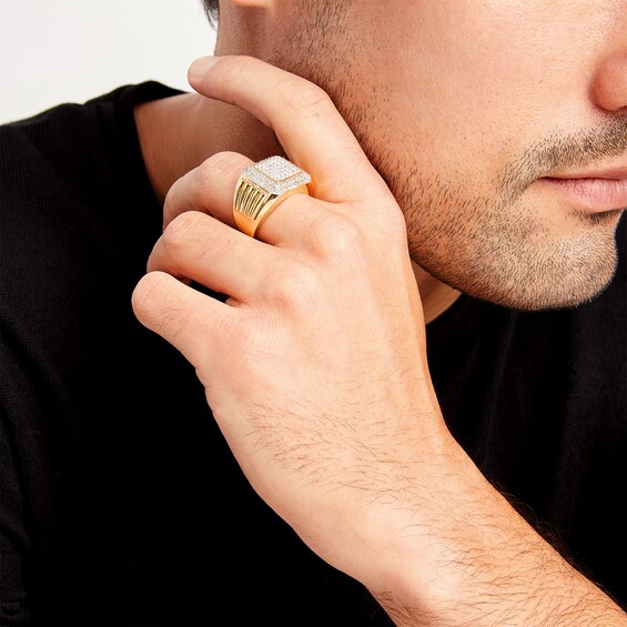 1 CT. T.w. Square Multi-Diamond Cushion Frame Ring in 10K Gold